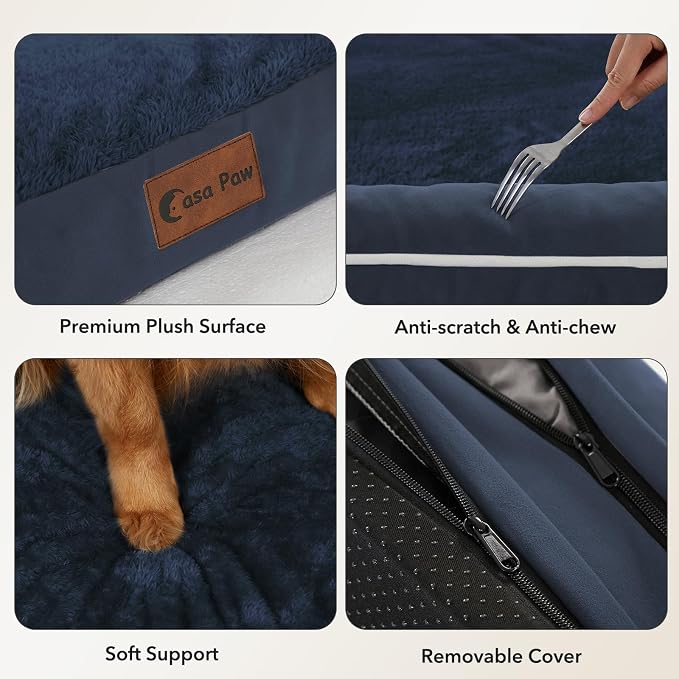 Orthopedic Dog Beds for Medium Sized Dogs, Waterproof Egg Crate Foam Medium Dog Couch Beds for Crate 35x22Inch, Washable Pet Beds with Removable Cover and Nonskid Bottom, Navy Blue