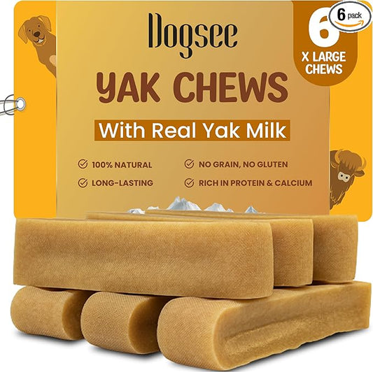 Dogsee Himalayan Yak Chews (XL - 6 Chews) | Yak Chews for Large Dogs | Dog Treats | Helps Joint Pain | Rawhide-Free