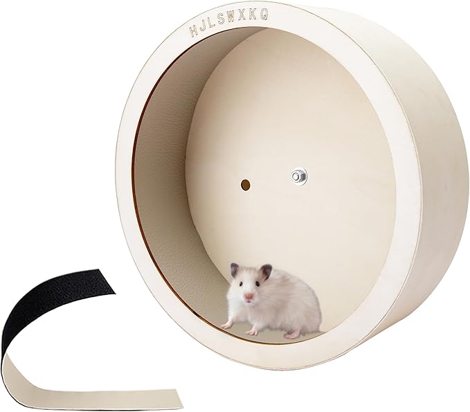 8inch Wall-Mount Silent Hamster Wheel, Wooden Small Animal Exercise Wheel with Removable & Washable Track for Gerbil, Mouse, Syrian Hamster(8in)