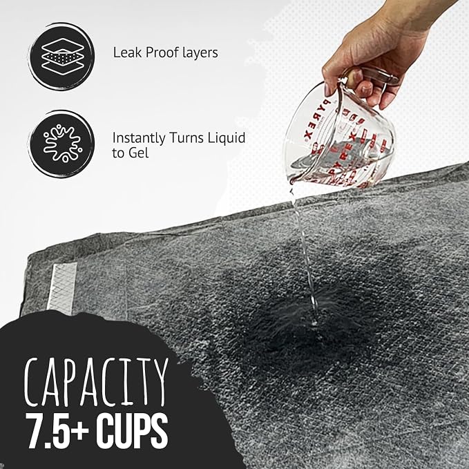 Bulldoglogy Carbon Black Puppy Pee Pads with Adhesive Sticky Tape - Large Charcoal Housebreaking Dog Training Wee Pads (24x24) 6 Layers with Extra Quick Dry Bullsorbent Polymer Tech (100-Count)