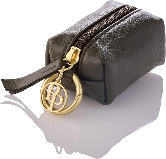 Rein - The Recycled Vegan Leather Pouch Durable Heavy Duty Bag Holder, Leash Attachment Made With Sustainable Materials, Custom Hardware for Small, Medium & Large Dogs, Scottish Olive