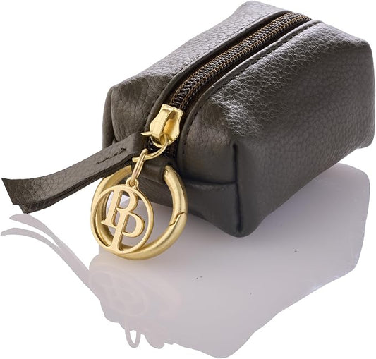 Rein - The Recycled Vegan Leather Pouch Durable Heavy Duty Bag Holder, Leash Attachment Made With Sustainable Materials, Custom Hardware for Small, Medium & Large Dogs, Scottish Olive