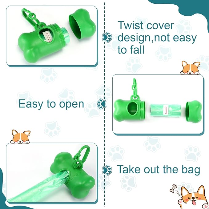Zhehao Dog Poop Bag Holder Bulk 50 Pack for Leash with Clip, Preloaded Waste Dispenser, Portable Walking Accessories for Hiking Travel Multi Dog Household(Classic,Bone)