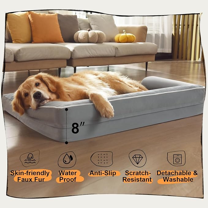 Extra Large Dog Bed Orthopedic Waterproof: Memory Foam Dog Bed for XL XLarge Extra Big Dogs - Couch Sofa - Washable with Removable Cover