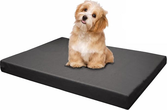 Dogbed4less Memory Foam Platform Dog Bed, Crate Mattress for Orthopedic Joint Relief with Waterproof Removable Cover Extra Large 45X27X3 Space Gray