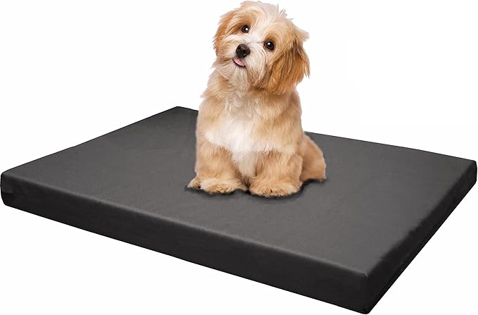 Dogbed4less Memory Foam Platform Dog Bed, Crate Mattress with Waterproof Removable Cover Large 42X28X3 Space Gray
