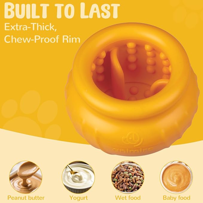 Wobbly Dog Enrichment Lick Toy, Stuffable Frozen Lick Bowl to Keep Dogs Busy, Long-Lasting Interactive Treat Dispensing Dog Toy, Silicone Fetch Catch Chew Toy(Orange,S)