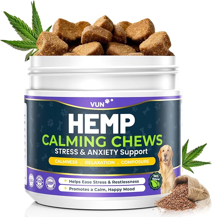Hemp Calming Chews for Dogs, Advanced Dog Calming Chews - Anxiety Relief Supplement Treats with Melatonin L-Theanine - Sleep Aid for Separation, Barking, Stress, Hyperactivity