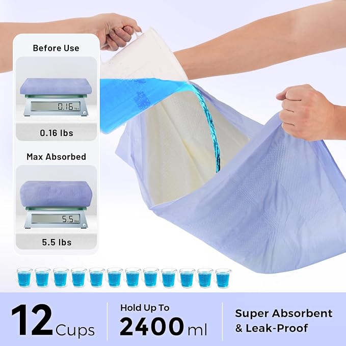 ZOMISIA 3D-Barrier Puppy Pee Pads for Dogs, 12 Cups Absorb & Rise Puffy Gel-Wall Leak-Proof, 26"x30" 100 Counts + 8 Pet Urine Test Strips, Super Absorbent Disposable Potty Training Pads