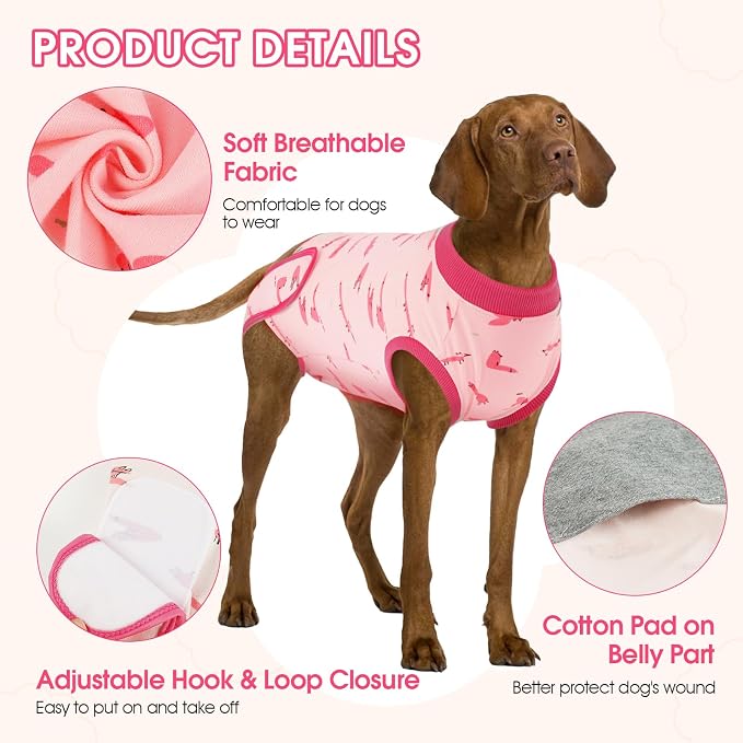 IDOMIK Dog Recovery Suit for Female Spay - Adjustable Anti-Licking Dog Post Surgery Onesie, Male Female Dog Neuter Spay Suits, Soft Abdominal Wound Bandage & E-Collar Cone Alternative