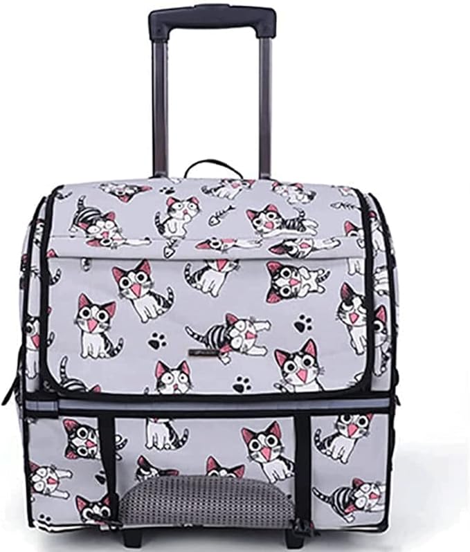 OLOTU 2 in 1 Pet Trolley Case, Cat Backpack with Rollers, Large Space Rolling Pet Carrier for Small Medium Dogs Cats