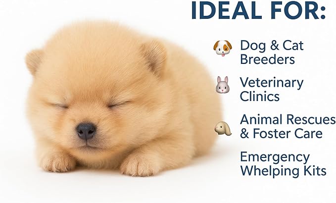 LBH MARKET Emergency Puppy Kitten Feeding Tube Kit – 5FR Kendall Tube, 12mL Syringe & Pet Nutri-Drops for Weak or Fading Puppies | Newborn Whelping Supplies for Breeders