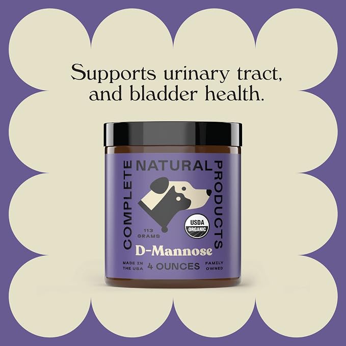 CNP Organic D'Mannose Powder for Pets 4oz - Powder D Mannose Support for Dogs Cats, Pure D-mannose Blend, Easy Mix Urinary Wellness Aid, Non GMO Made USA Animal Supplement Health Care Use Formula