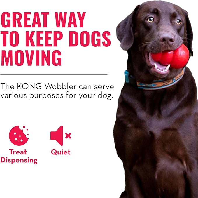 KONG Wobbler - Interactive Dog Toy for Treat Dispensing - Dog Slow Feeder for Healthy Eating - for Medium/Large Dogs