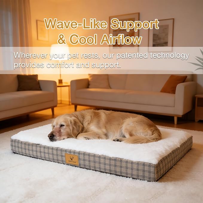 Orthopedic Dog Bed for Large Sized Dogs with Removable Washable Cover, Premium Comfort for Dogs, Multiple Sizes & Colors,Durable and Easy to Clean (Tan, Medium)