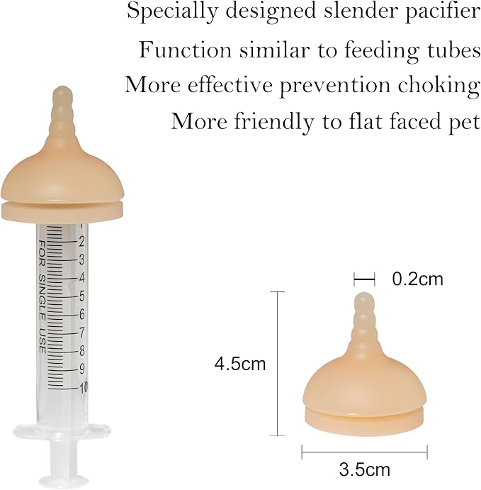 Doggiema Silicone Feeding Nipple and Syringes for Puppies and Other Animals Dongdong pet (4 Size Nipple+6 Syringes)