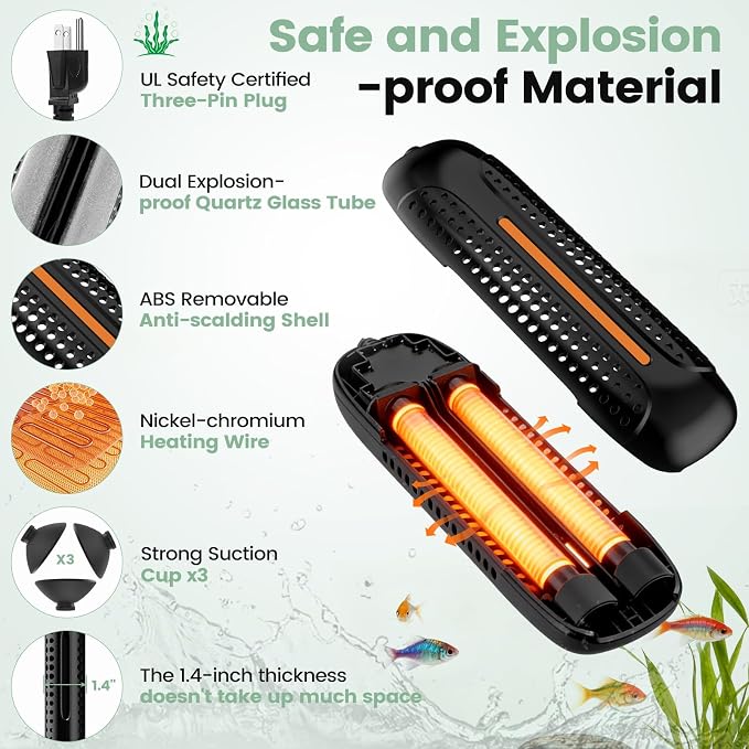 hygger 1200W Aquarium Heater with Controller, Submersible Fish Tank Heater Intelligent Leaving Water Automatica Stop Heating and Overheat Protection,132-264 Gal Turtle Heaters for Freshwater Saltwater