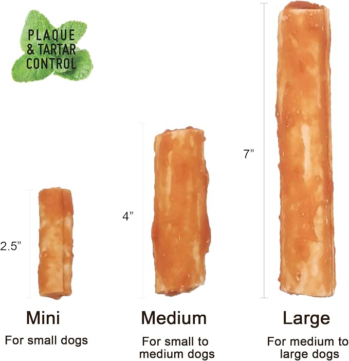 LuvChew Gluten Free Rawhide Free Dog Chew Chicken Rolls Mini 2.5" for Small Dogs 10 pcs/Pack