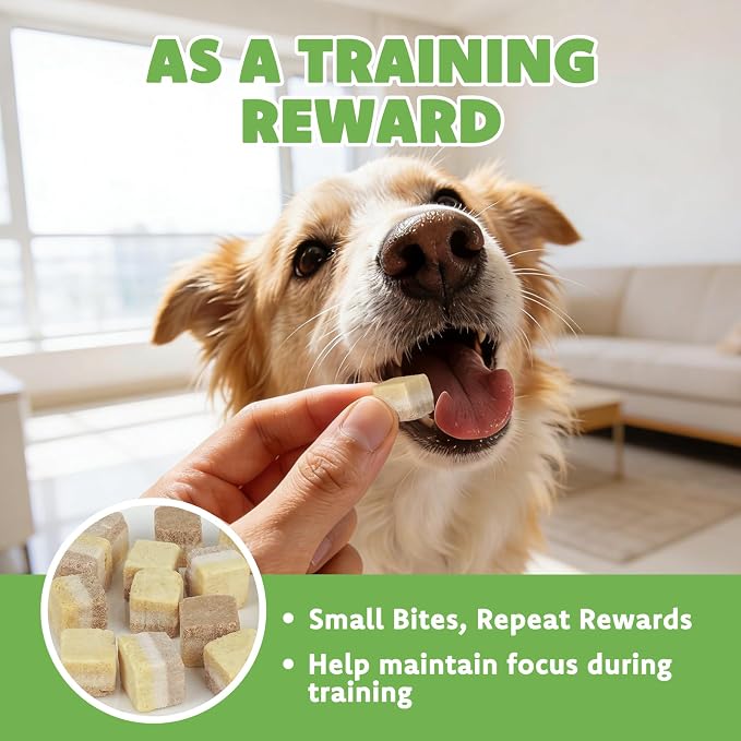 MON2SUN Triple-Layer Freeze Dried Cat & Dog Treats, Chicken, Egg & Chicken Liver Recipe Cube, Grain-Free High Protein Snacks, All Natural Food Topper or Training Rewards, 3.5oz