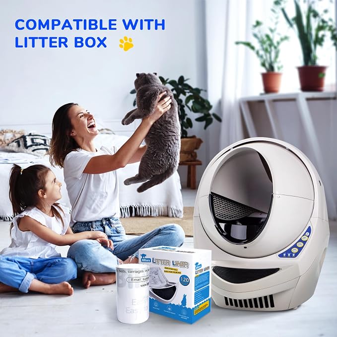 Litter Box Liner Bag Compatible with Cat litter Box Robots 3 and 4, 120 Pack - Extra Thick Waste Bags for Self-Cleaning Pet Kitty Litter Box Drawer Liners, 9-11 Gallons Kitchen Trash Bags
