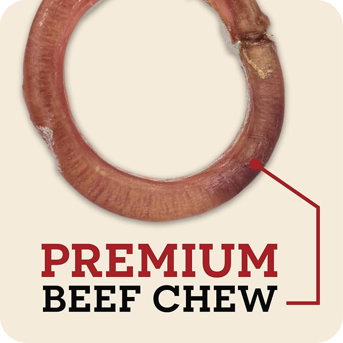 Redbarn Pet Products All-Natural 4" Bully Stick Rings for Dogs - Premium Grain-Free & Rawhide-Free Single Ingredient Long Lasting Low Odor Dental Treat for Chewers - 3 Count