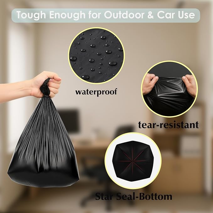 Teivio Black Trash Bags for Mini Car Trash Can, 250 Count 0.5 Gallon Portable Small Disposable Car Garbage Bags,Cars Accessories, Plastic Desktop Trash Bin Liners for Cars/Home/Office/Dog/Poop