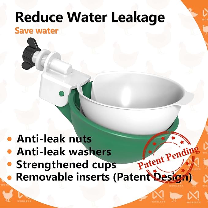 Large Automatic Chicken Waterer Cups, Chicken Water Feeder Suitable for Chicks, Duck, Goose, Turkey and Bunny, DIY Poultry Water Feeder Kit (8 Pack-Orange)