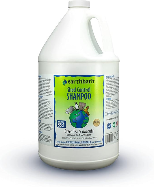 earthbath, Green Tea & Awapuhi Shed Control Dog Shampoo - Cruelty Free Dog Shampoo, Helps Relieve Shedding & Dander, Gentle Dog Wash, Made in USA, Dog Bathing Supplies - 128 Oz (1 Pack)