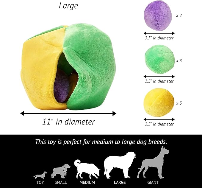 Midlee Hide a Ball Dog Puzzle Toy with 8 Plush Squeaker Balls (Large)
