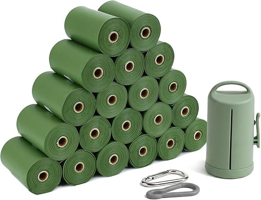 Home Compostable Dog Poop Bags, 20 Microns Extra Thick, 300 Count (20 Rolls) BPI Certified & AS 5810 Plant-Based Pet Waste Bags, 9x13 Leak-Proof Unscented Doggy Bags with Dispenser & 2 Hooks