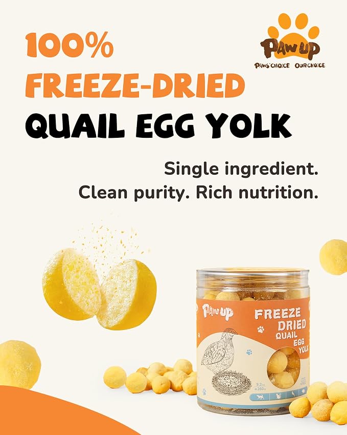 PAWUP Freeze Dried Duck Liver & Quail Egg Yolk Cat Treats, Dog Liver Treats, High Protein Snack for Dogs, Cats, Healthy Single Ingredient, Rawhide Free, Grain Free
