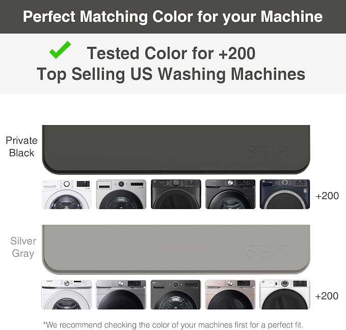 1 PACK SEIRI Washer and Dryer Topper, 26" x 26" Silicone Dryer Top Protector Mat for Flat Top Surface Cover and Front Load Washing Machine Non-Slip Waterproof Laundry Topper Mat Large (Light Gray)