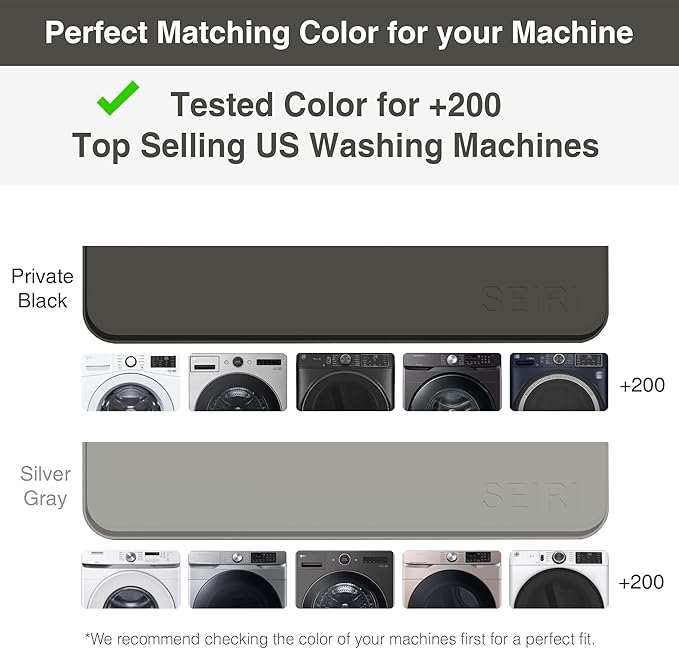 1 PACK SEIRI Washer and Dryer Topper, 26" x 26" Silicone Dryer Top Protector Mat for Flat Top Surface Cover and Front Load Washing Machine Non-Slip Waterproof Laundry Topper Mat Large (Dark Gray)