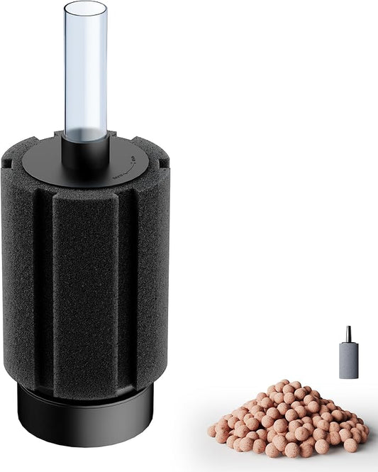 10-50Gal Aquarium Sponge Filter with Ceramic Media and Bubble Diffuser Ultra Quiet Fish Tank Filters fit Breeding Fry Betta Shrimp Fish Tank