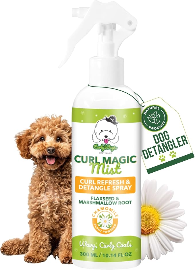 Dog Detangler & Curl Refresh Spray, Mat-Reducing Leave-in Conditioner for Curly Coats, Tangle-Free Dematting, Moisturizing No-Rinse Dog Grooming for Doodle, Poodle, Goldendoodle (Chamomile)