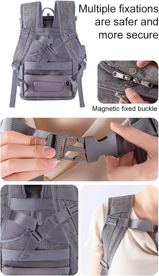 Cat &Dog Carrier Backpack, Pet Carrier with Sun Shade & Full Front Opening, Breathable Mesh Backpack for Small Dogs & Medium Cats Up to 18 Lbs, for Traveling, Hiking, Camping (Grey)
