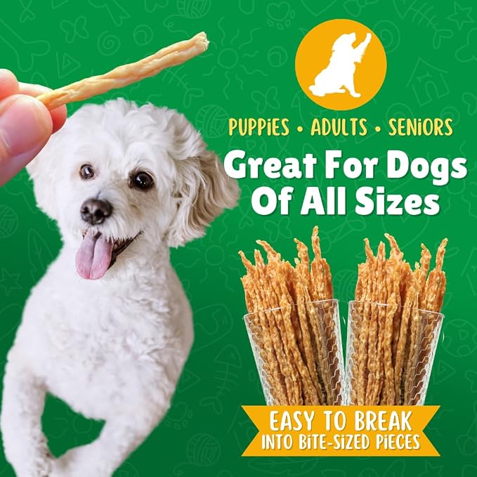 Chicken Jerky Straws Dog Treats – Chicken Sticks for Dogs Made and Sourced in The USA – Natural Single Ingredient Dehydrated Crunchy Treats for All Breeds – 7oz Bag