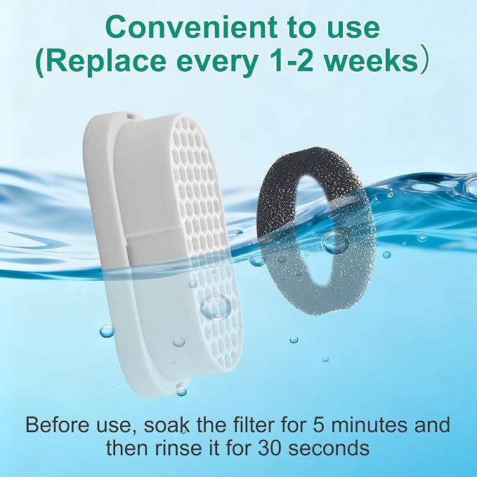 24 Pack Cat Fountain Replacement Filters Compatible with Neareal 108oz/3.2L Stainless Steel Pet Water Fountain，12 Filters & 12 Sponges neareal cat fountain replacement filters
