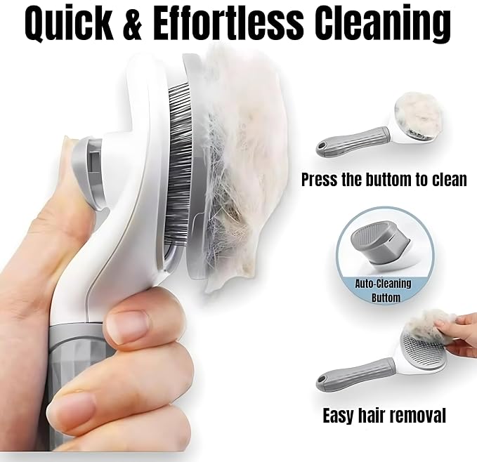3-in-1 Pet Grooming Kit - Self Cleaning Slicker Brush, LED Dog Nail Clippers with Safety Guard & Stainless Steel Comb - Complete Deshedding Tools for Dogs & Cats - Professional Home Grooming Set