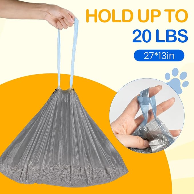 160 Count Drawstring Cat Litter Box Liners, Durable Cat Litter Bags Compatible with NeakasaM1 & CATLINK Open-X & Petpivot 11/12 Self-Cleaning Litter Box, 27"x13"