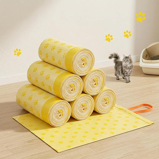Extra Large Cat Litter Box Liners 120 Count (6 Rolls), Drawstring Cat Litter Bags for Automatic Litter Box, Leakproof & Odorless for Multi-Cat Household, Cats and Dogs 23.6" x 19.7"