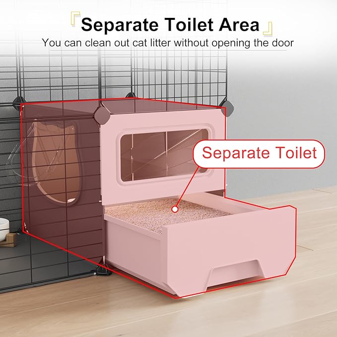 Oneluck Cat Cage Indoor with Litter Box 3-Tier DIY Cat Playpen Detachable Metal Wire Kennel Crate Large Exercise Place Ideal for 1-2 Kitten