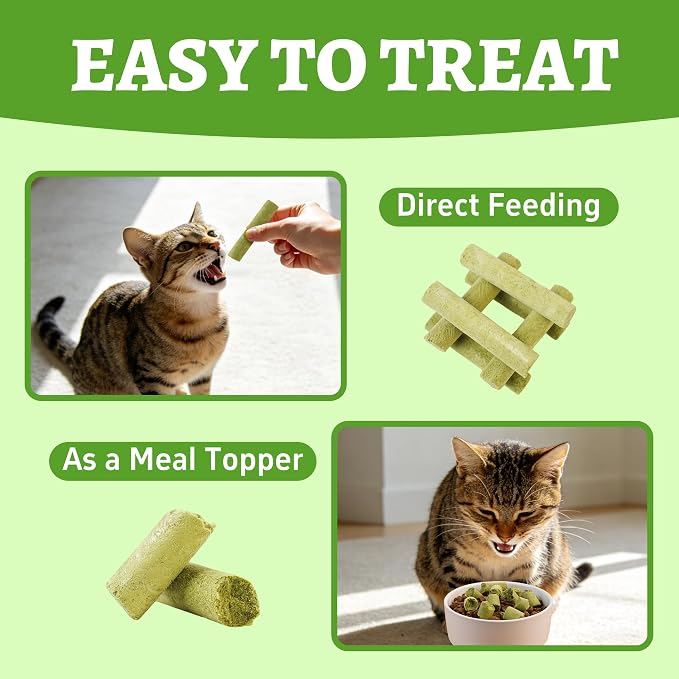 Just Try Cat Grass Sticks for Cat Hairball Control & Teeth Cleaning Dental Chews for Cats Crunchy Cat Treats for Indoor Cats Healthy Cats Treats (17.6 OZ)