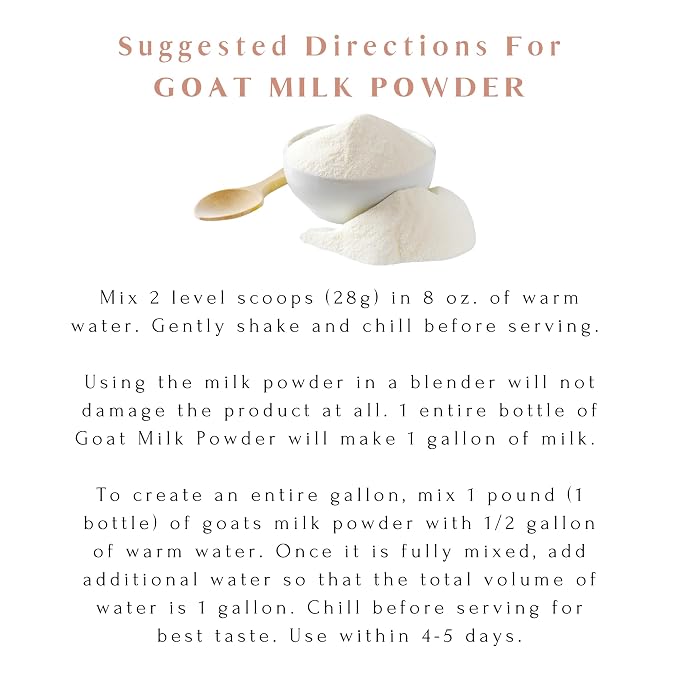 Mt. Capra Whole Goat Milk | Powder from Non-GMO, Grass-Fed Goats, Creamy, Great Tasting, Easy to Digest, A2 Milk | 40 Servings - 2.5 Pounds