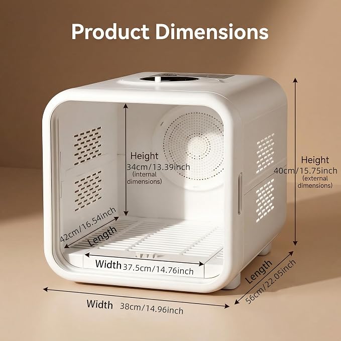 Ultra-Quiet Pet Dryer Box for Cats and Small Dogs - 360° Fast Drying, Adjustable Temperature, Transparent Design, Stress-Free Hands-Free Grooming Solution