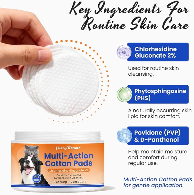 2% Chlorhexidine Wipes for Dogs & Cats – Relieves Hot Spots, Itchy Skin, Paw Licking, Yeast Odor & Skin Fold Irritation | Advanced Chlorhexidine Skin & Fold Wipes for Pets Prone to Odor, Moisture Buildup, Paw Licking and Skin Irritation