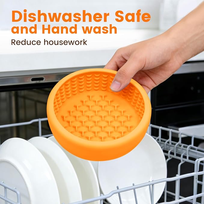 Dog Slow Feeder Licking Bowl,Freezeable Anxiety Relief Treat Dispenser, Non-Slip Anti-chocking Pet Dish,Entertainment Interactive Puzzle Toy for Mediuml Large Breed, BPA Free Silicone Dishwasher Safe