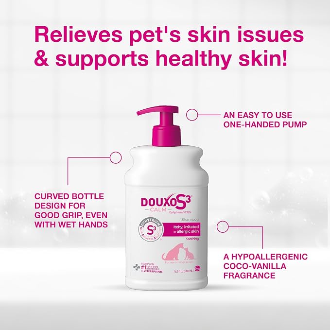 Douxo S3 Calm Dog Shampoo for Itchy Skin Relief, Dog Shampoo for Allergies and Itching, Soothes Itchy, Irritated or Allergic Skin For Dogs and Cats, 16.9 fl oz