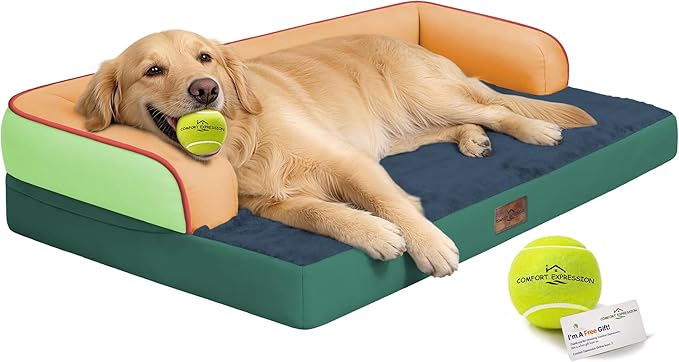 Comfort Expression Extra Large Dog Bed - XL Washable Orthopedic Ped Bed for Big Dog Waterproof Couch Memory Foam Sofa Bolster with Removable Cover - 42 x 30
