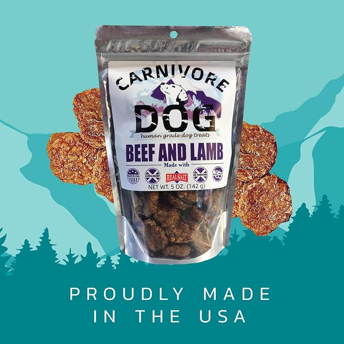 Carnivore Dog Treats, Human Grade, Grass-fed and Finished Beef and Lamb Made with Redmond Real Salt, No Additives - Healthy, Chewy, Training Snacks for All Breeds, Lamb Slider, Pack of 3